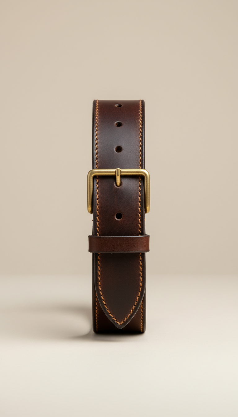 Espresso Leather Field Belt Hand-Stitched