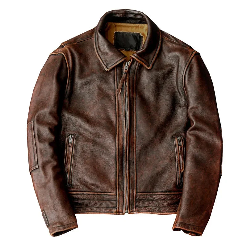 Distressed Brown Leather Jacket