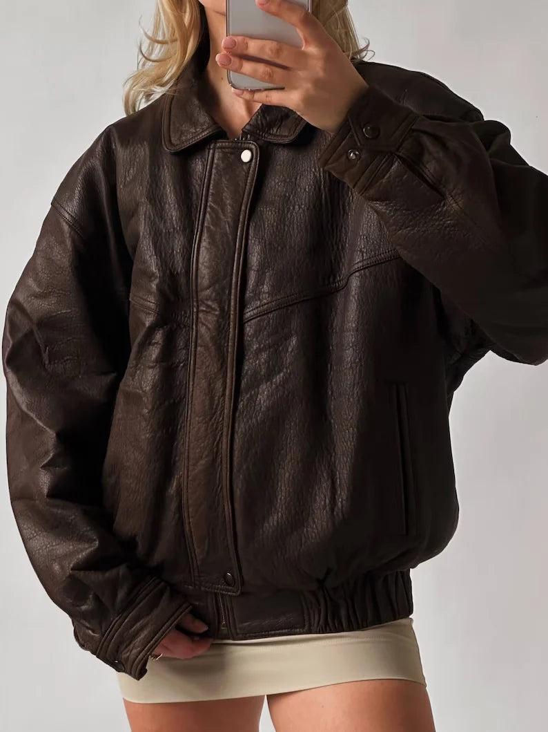 JACKET Genuine Leather Oversize Jacket For Women