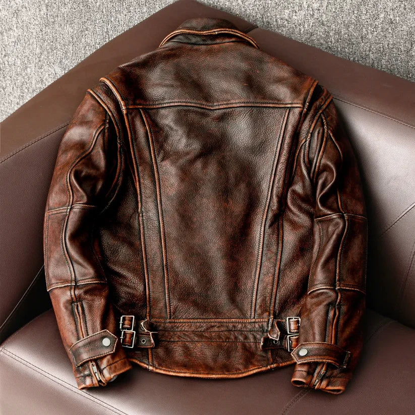 Distressed Brown Leather Jacket