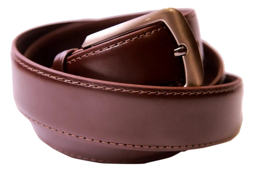 Dark Brown Classic Leather Belt - Rolled View