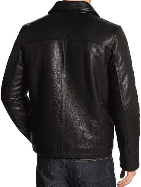 Classic Black Leather Jacket - Back View
