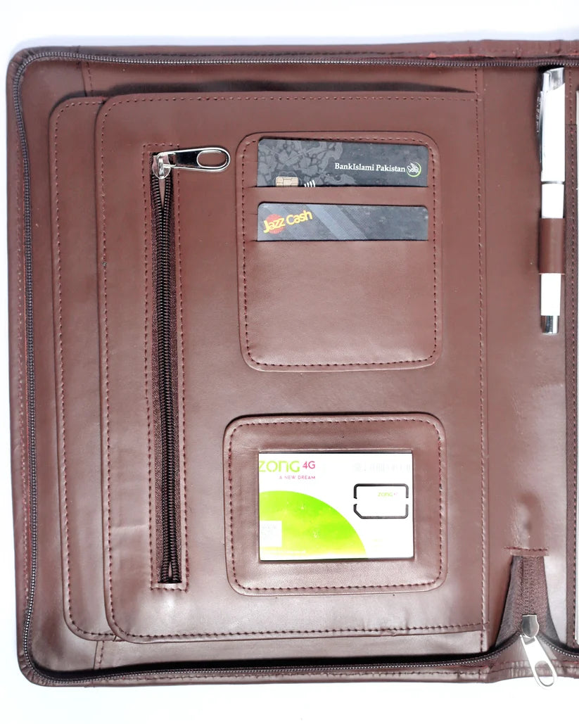 Leather Executive Portfolio Bag - Interior Detail