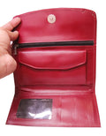 Red Leather Ladies Trifold Wallet - Interior View
